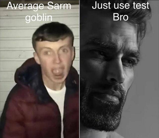 Average Sarm Just use test goblin Bro - iFunny