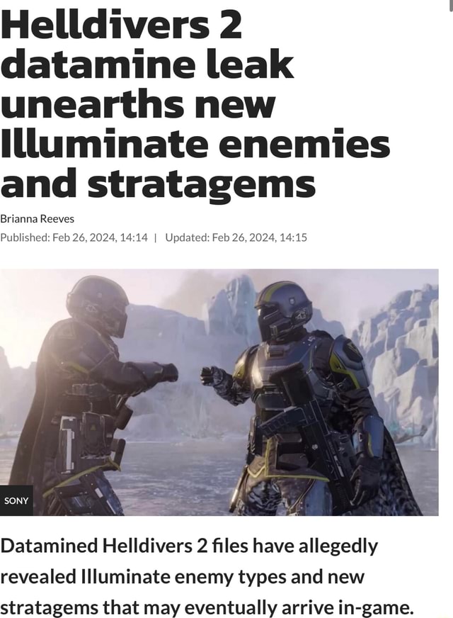 Helldivers 2 datamine leak unearths new illuminate enemies and