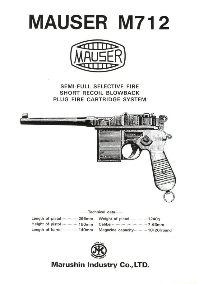 MAUSER M712 MAUSER SEMIFULL SELECTIVE FIRE SHORT RECOIL BLOWBACK PLUG
