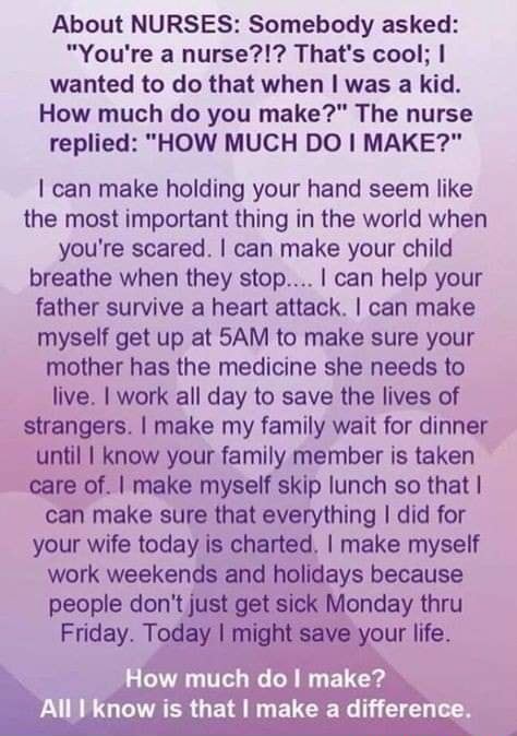 About NURSES: Somebody asked: 