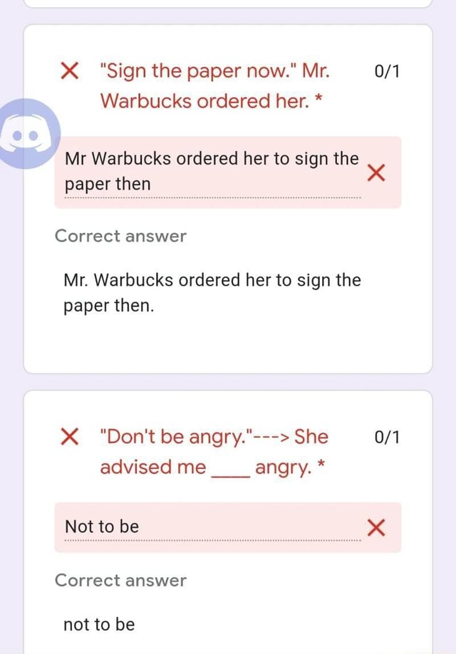 X "Sign the paper now." Mr. Warbucks ordered her. * Mr Warbucks ordered
