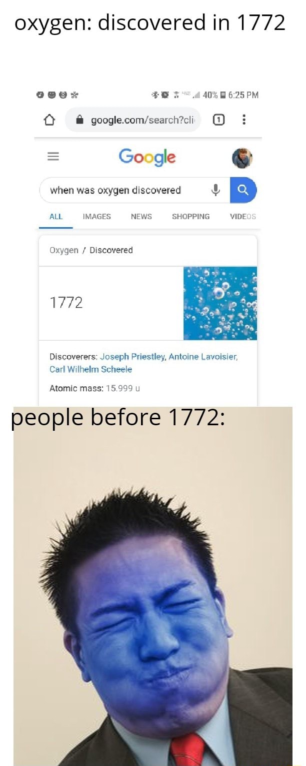 Oxygen discovered in 1772 people before 1772 when was oxygen