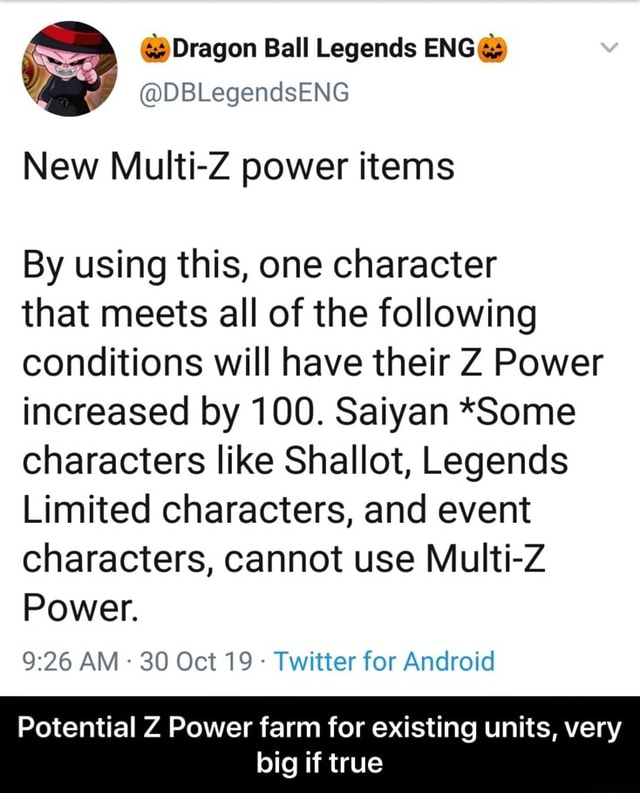 DBLegendsENG New MultiZ power items By using this, one character that meets all of the