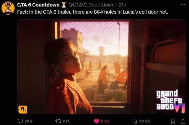 GTA6 Countdown Ountdown Fact In The GTA 6 Trailer There Are 864 1 