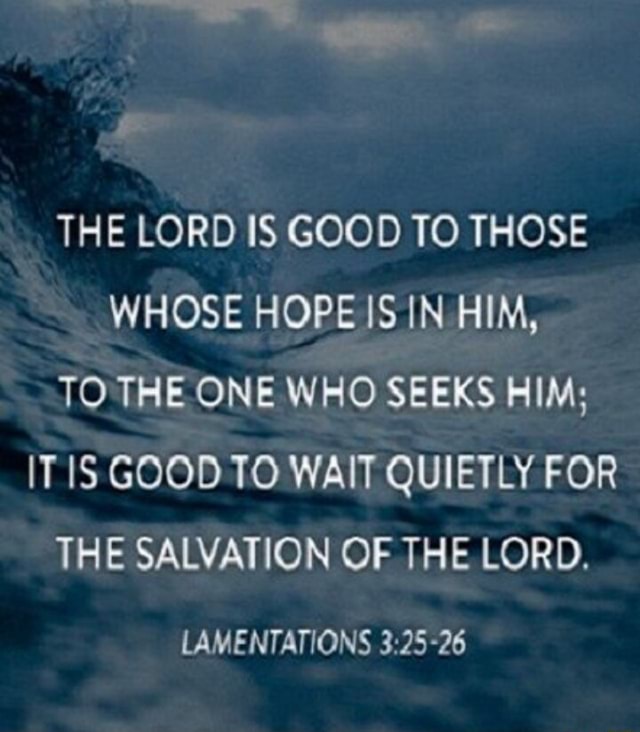 THE LORD IS GOOD TO THOSE WHOSE HOPE IS IN HIM, TO THE ONE WHO SEEKS ...