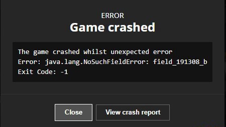 ERROR Game Crashed The Game Crashed Whilst Unexpected Error Error: Java ...