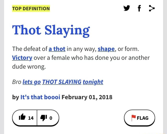 TOP DEFINITION vf > Thot Slaying The defeat of a thot in any way, shape