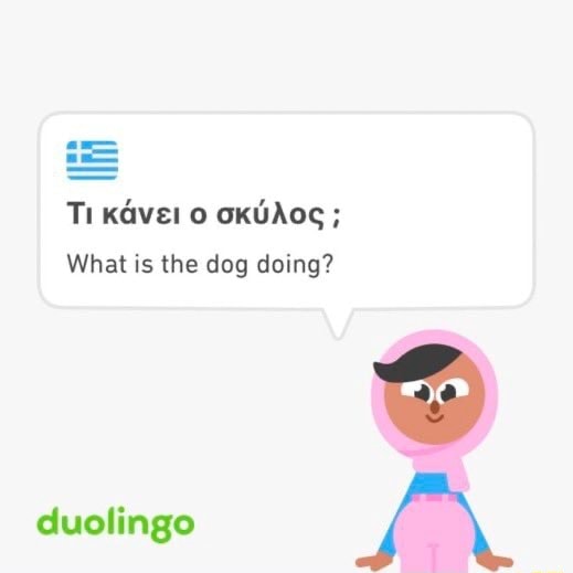 Ti oKUAOG What is the dog doing? duolingo iFunny
