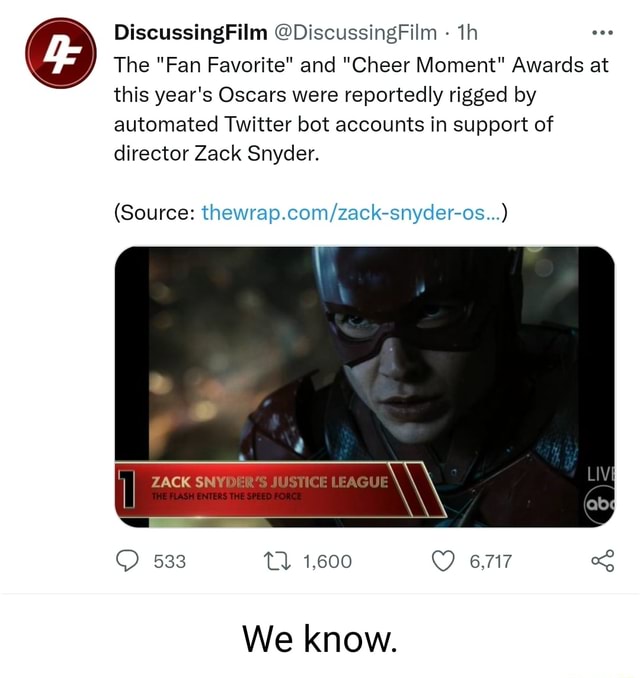 DiscussingFilm DiscussingFilm The "Fan Favorite" and "Cheer Moment