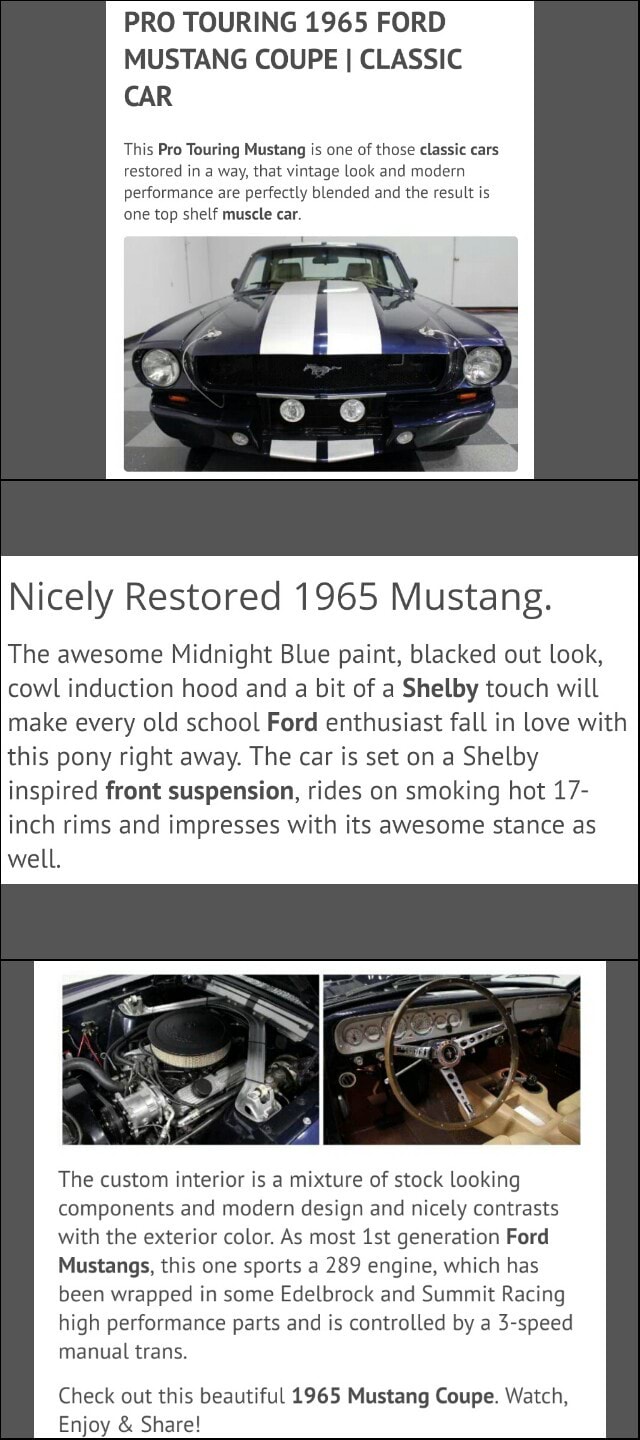 Pro Touring 1965 Ford Mustang Coupe I Classic Car This Pm Touring Mustang Is Une Ofthose Lassil Cars Restored In A Way That Vintage Msk And Modem Performance Are Perfectly Blended And The Esuu Is One Top Sheif Muscle Car Nicely mustang pro touring on Pro Touring 1965 Ford Mustang Coupe I Classic Car This Pm Touring Mustang Is Une Ofthose Lassil Cars Restored In A Way That Vintage Msk And Modem Performance Are Perfectly Blended And The Esuu Is One Top Sheif Muscle Car Nicely