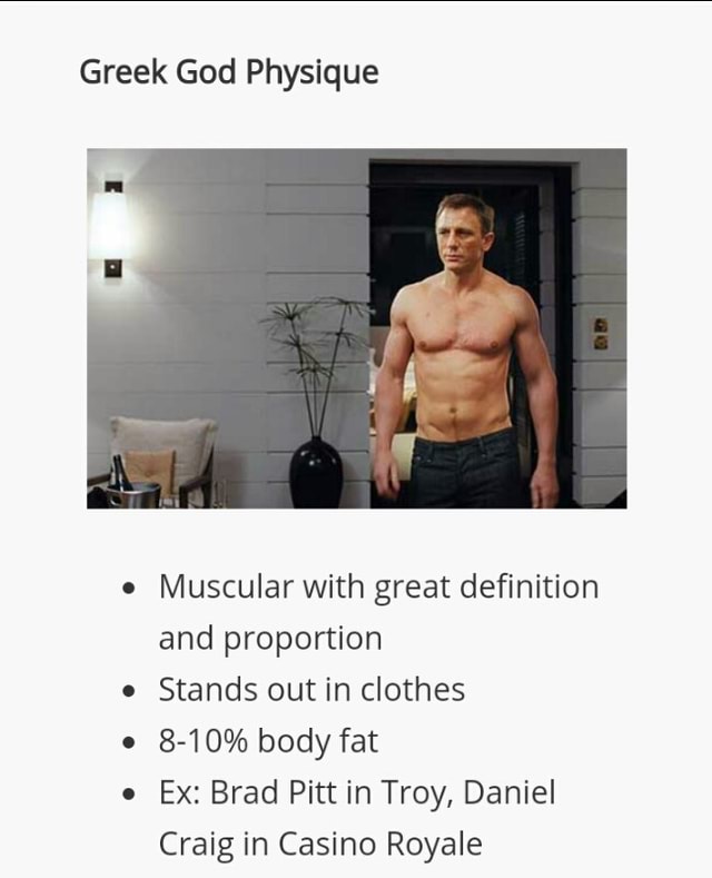 Greek God Physique . Muscular with great definition and proportion