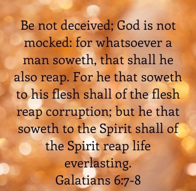 Be not deceived; God is not mocked for whatsoever a man soweth, that