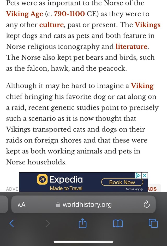 Pets were as important to the Norse of the Viking Age (c. 7901100 CE