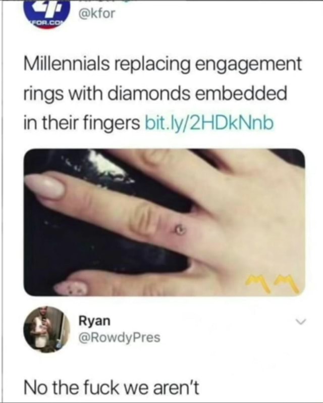 Millennials replacing engagement rings with diamonds embedded in their