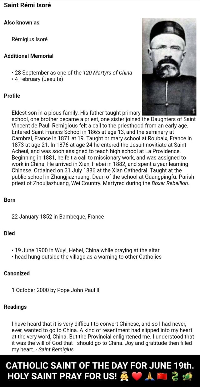 Saint Rmi Isor Also known as Remigius lsor. Additional Memorial + 28 ...