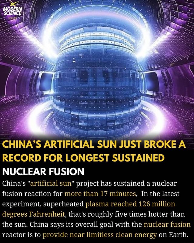 MODERN CHINA'S ARTIFICIAL SUN JUST BROKE RECORD FOR LONGEST SUSTAINED