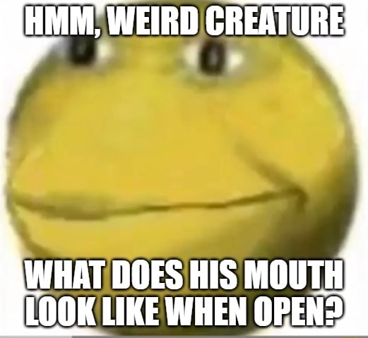 HMM, WEIRD CREATURE WHAT DOES HIS MOUTH LOOK LIKE WHEN OPEN? - iFunny