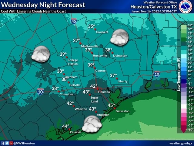 Wednesday Night Forecast Meticten/ Galveston Cool With Lingering Clouds ...