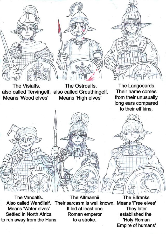 The Visialfs. The Ostroalfs. The Langoeards also called Tervingelf