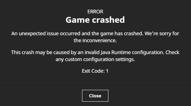 ERROR Game crashed An unexpected issue occurred and the game has ...