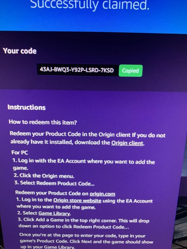 SUCCESSTULLY Clalmed. Your code Copied Instructions How to redeem this ...