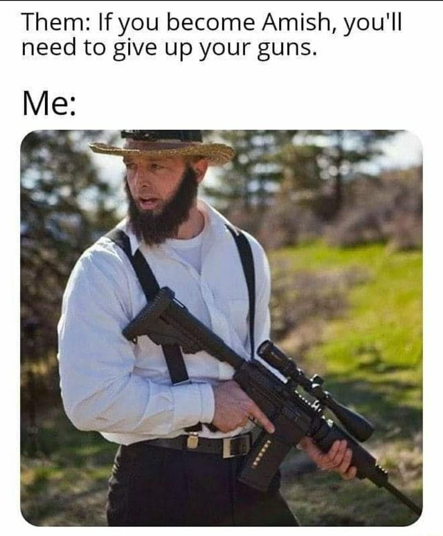 Them: If You Become Amish, You'll Need To Give Up Your Guns. Me: - Seo 