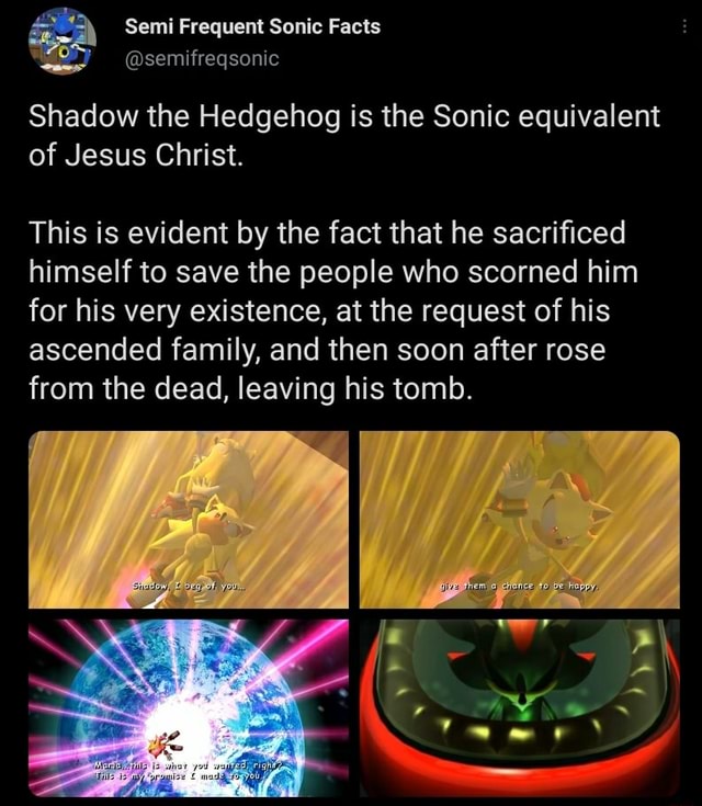 Semi Frequent Sonic Facts 💎🦔 on X: While Sonic and Shadow are