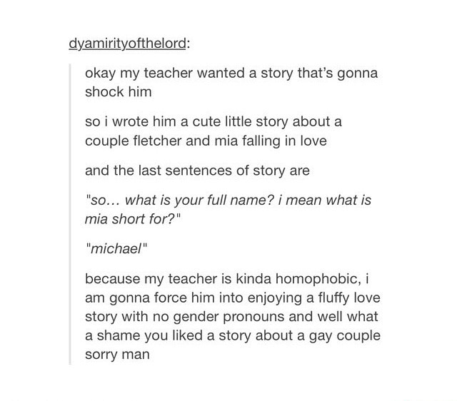 Gyamirityoﬂheiord: okay my teacher wanted a story that's gonna shock ...