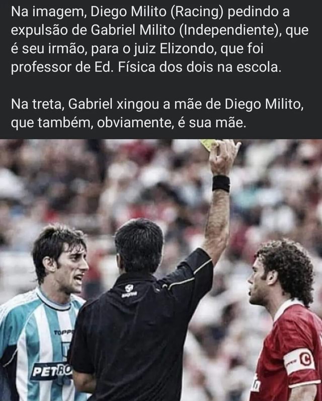 Na Imagem, Diego Milito (Racing) Pedindo A Expulsão De Gabriel Milito ...