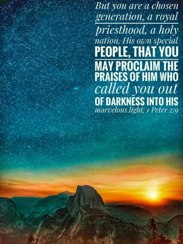 But you are chosen generation, a royal priesthood, a holy nation; His ...