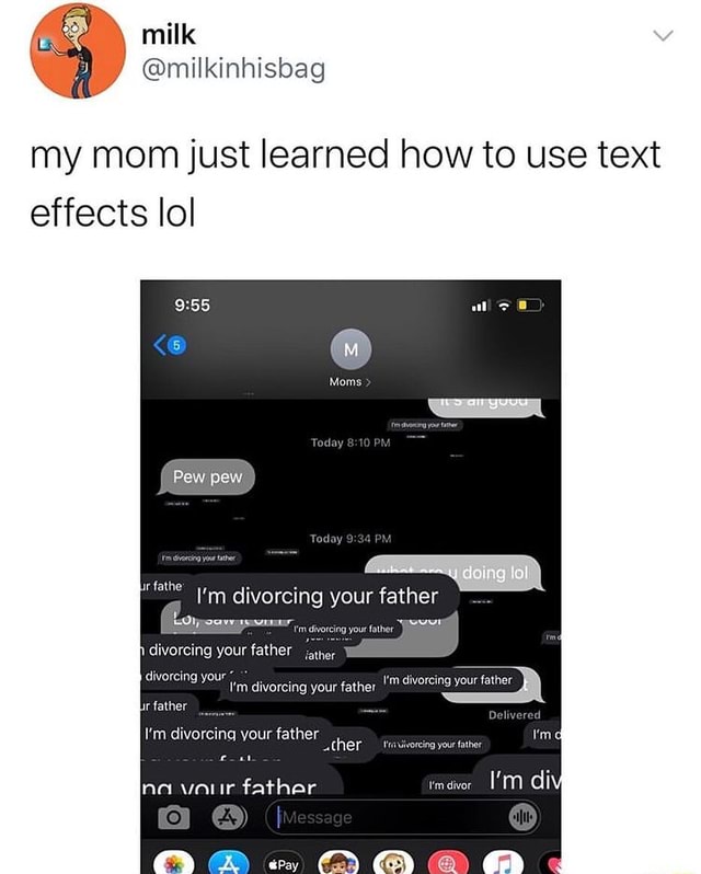 My mom just learned how to use text effects lol - iFunny