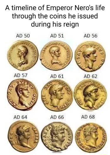 A timeline of Emperor Nero's life through the coins he issued during ...