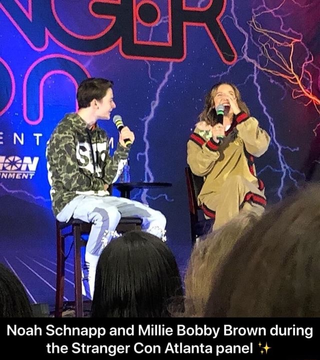 Noah Schnapp and Millie Bobby Brown during the Stranger Con Atlanta