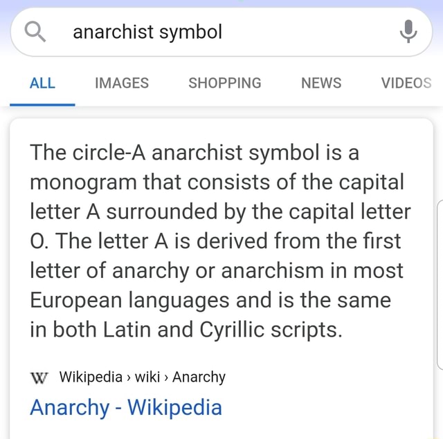 Anarchist Symbol ALL IMAGES SHOPPING NEWS VIDEOS The Circle-A Anarchist ...