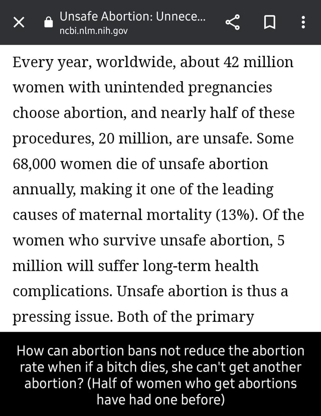 Unsafe Abortion: Unnece... Every Year, Worldwide, About 42 Million ...