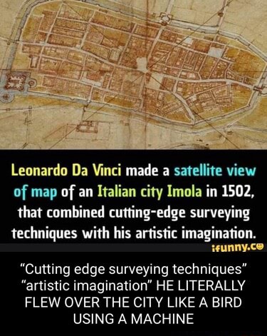 Leonardo Da Vinci made a satellite view of map of an Italian city Imola