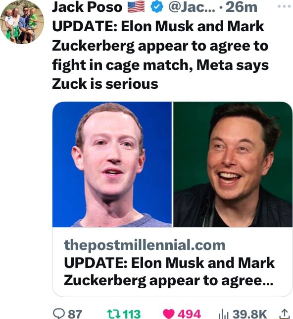 Jack Poso Jac M Update Elon Musk And Mark Zuckerberg Appear To