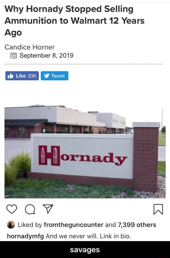 Why Hornady Stopped Selling Ammunition to Walmart 12 Years Ago Candice ...