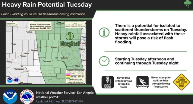 Heavy Rain Potential Tuesday Flash Flooding could cause hazardous ...