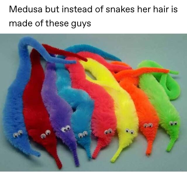 Medusa but instead of snakes her hair is made ofthese guys - iFunny