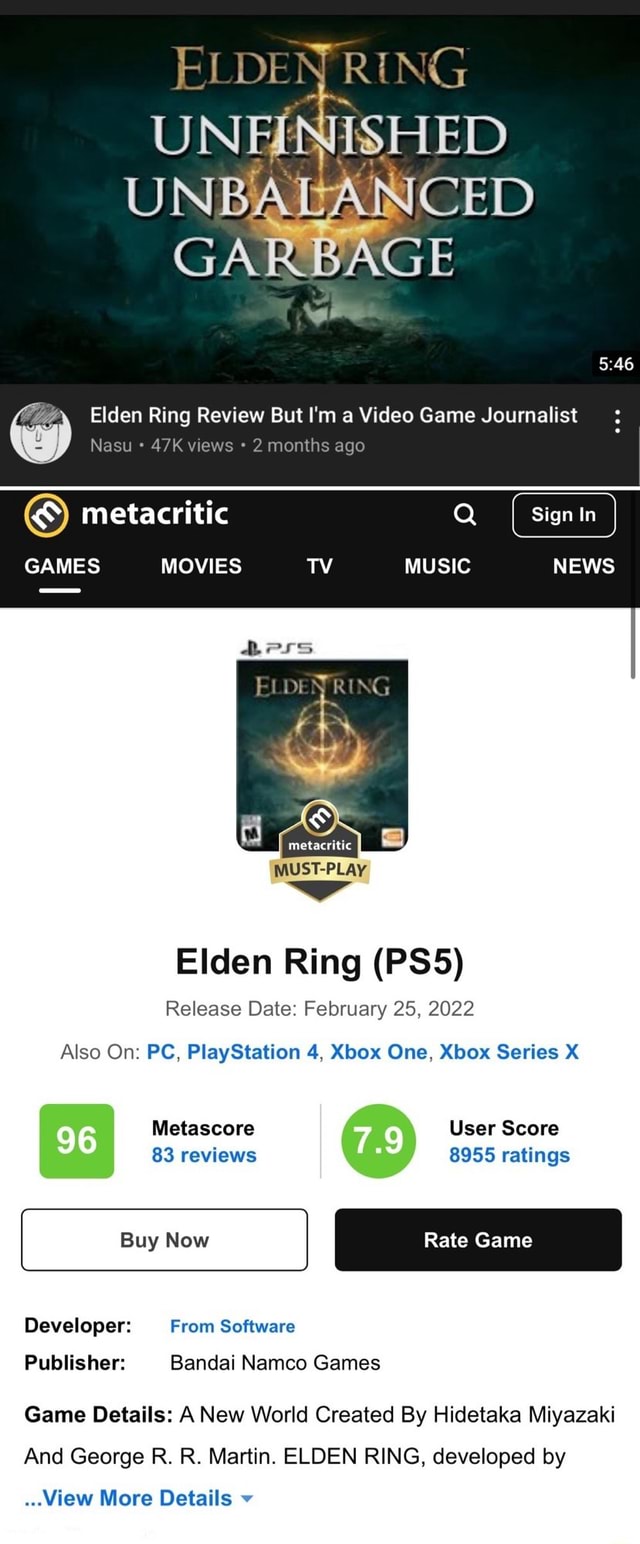 metacritic elden ring xbox one