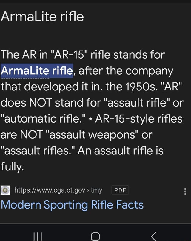 ArmaLite rifle The AR in 