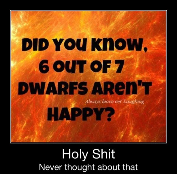 DID YOU KNOW, 6 OUT OF 7 DWARFS ARen'T a Holy Shit Never thought about