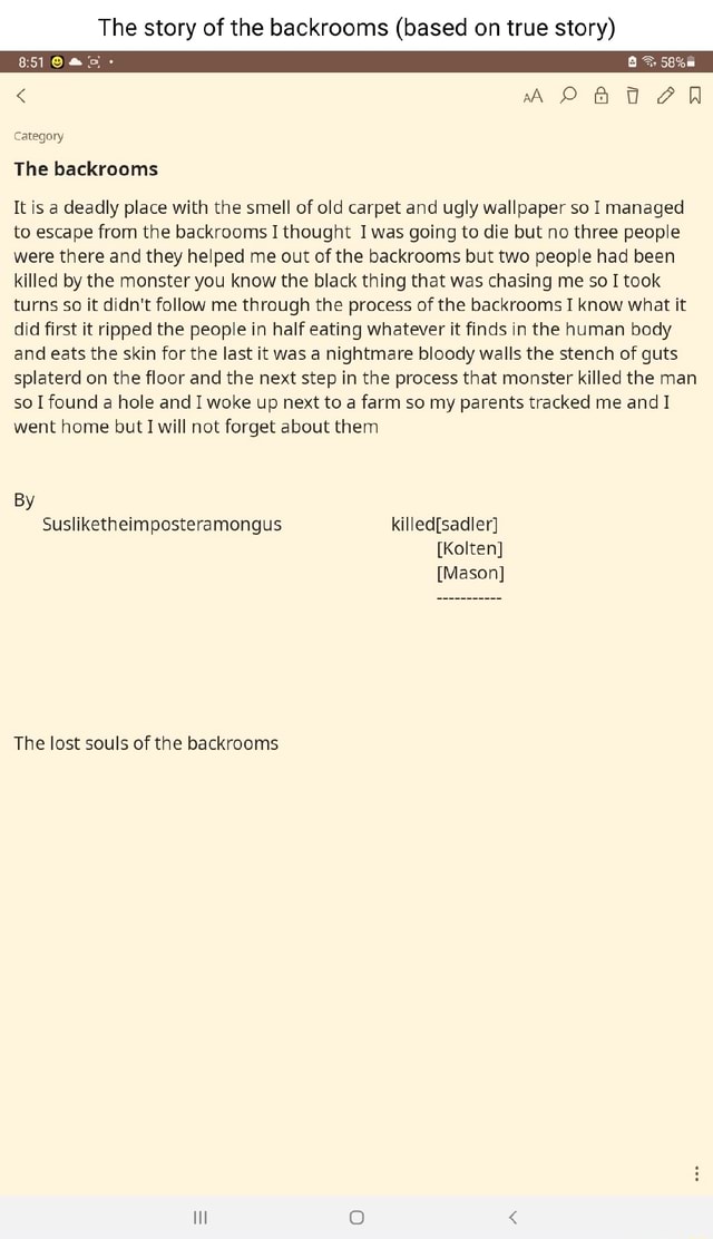 The story of the backrooms (based on true story)