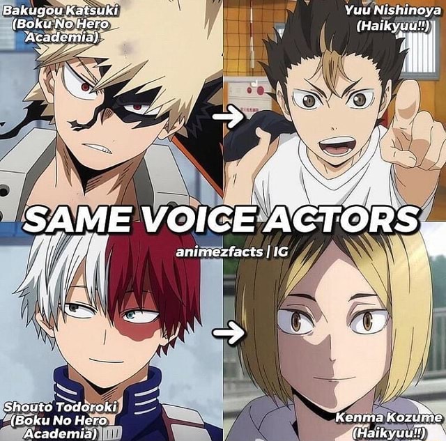 Bakugou Katsuki Yuu Nishinoya Boku No Hero Haikyuuf Academia Same Voice Actors Shouto Todoroki I Boku No Hero Kenma Kozume