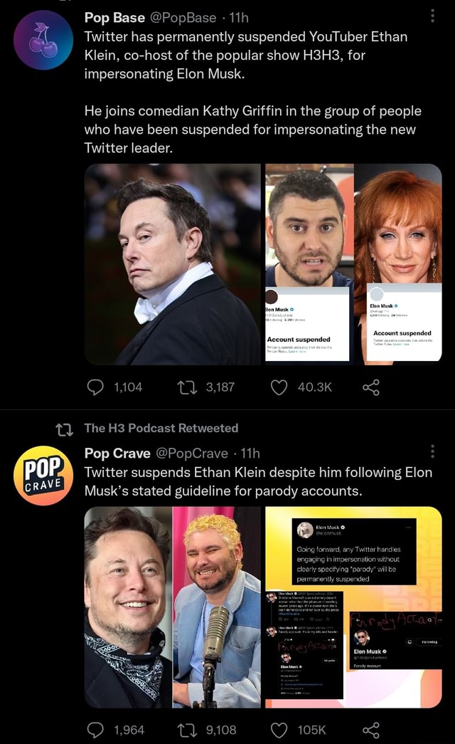 Pop Base @PopBase Twitter has permanently suspended YouTuber Ethan ...