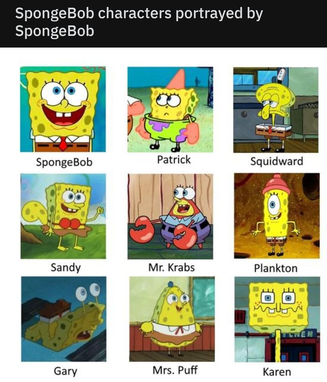 SpongeBob characters portrayed by SpongeBob - iFunny