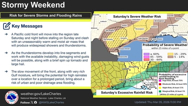 Stormy Weekend Risk for Severe Storms and Flooding Rains Saturday's ...