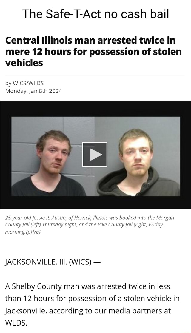 The Safe-T-Act no cash bail Central Illinois man arrested twice in mere ...