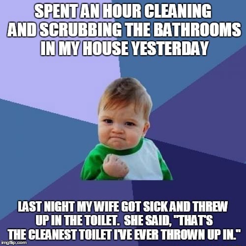 SPENT AN HOUR CLEANING AND SCRUBBING THE BATHROOMS IN MY HOUSE